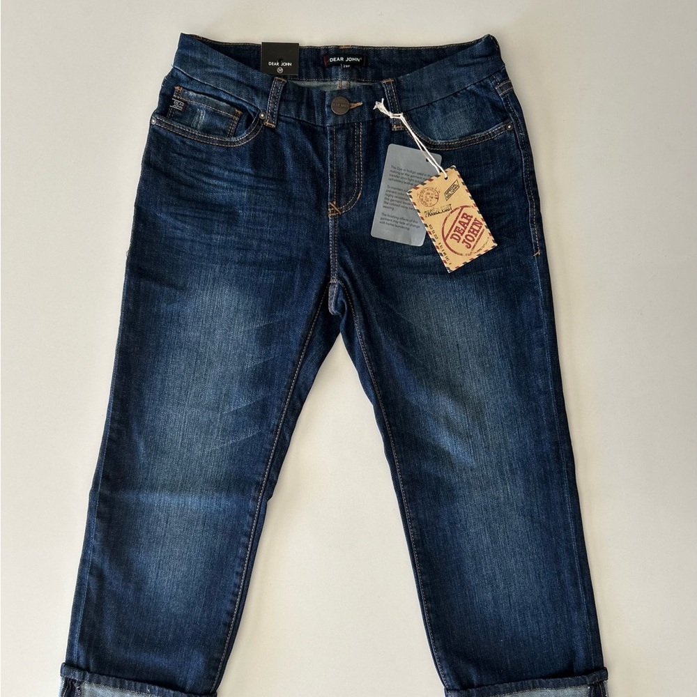 NWT - Dear John Women’s Blue Denim Cropped Rolled Hem Jeans